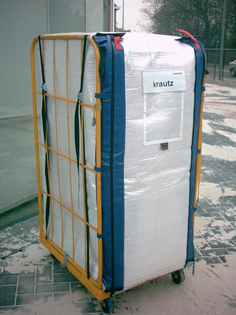 Krautz Temax Mobi-Box thermocontainer geïsoleerde rolcontainer tranbsport koel vers diepvries supermarkt