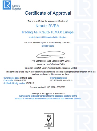 TEMAX certificate ISO9001 2015 Lloyds
