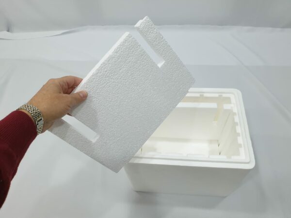 La boîte EPS est prête à l'emploi avec des compartiments pour les éléments de refroidissement
